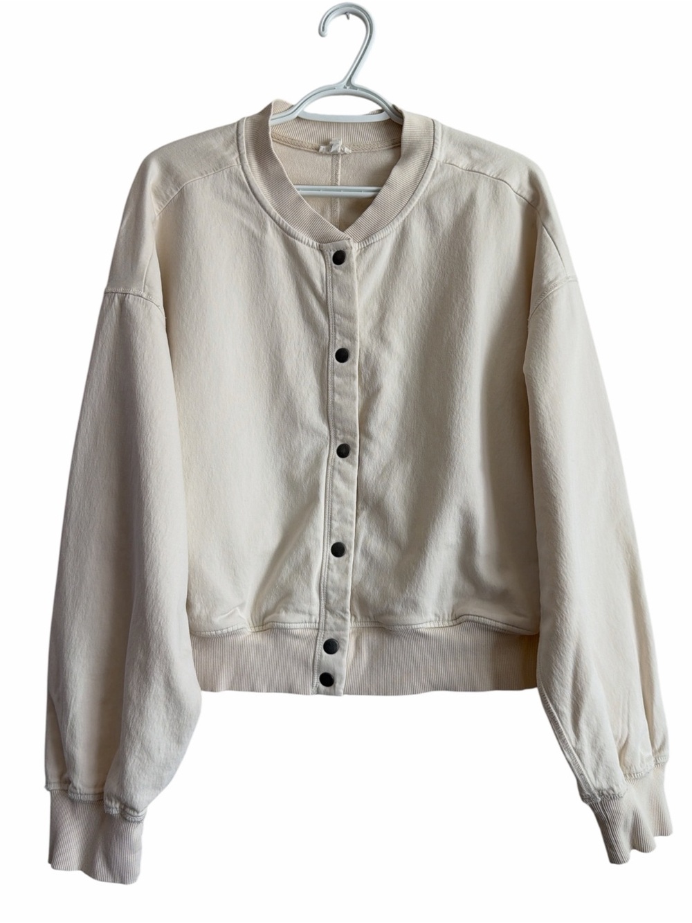 Aerie Women's Cream Snap-Front Bomber Jacket Size XL